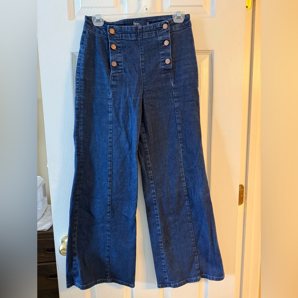 Boden Navy Flare Wide-Leg Jeans